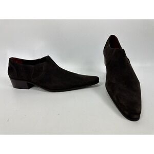 Delicious Junction slip on loafers men's size 44 brown suede nubuck pointed toe